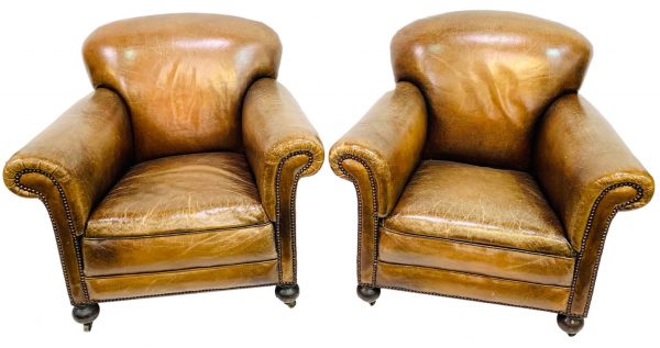Brown Leather Club Chairs